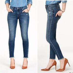 NWT INC Studded Frayed Hem Skinny Curvy Jeans